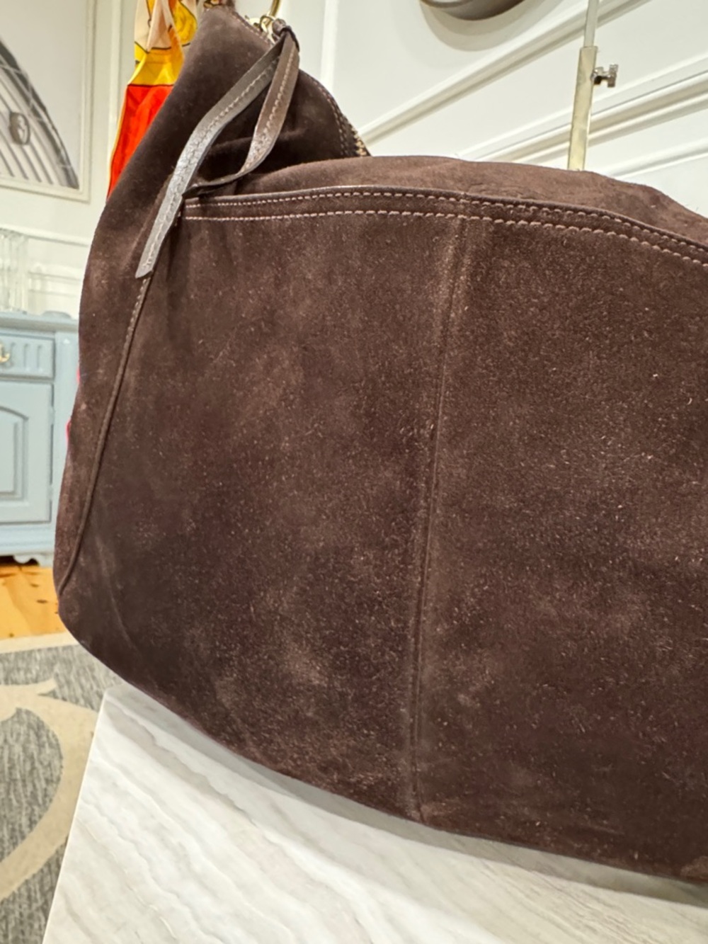 Coach Bag Vintage Carly Oversized Hobo Chocolate Brown Suede Shoulder Bag - Picture 16 of 17